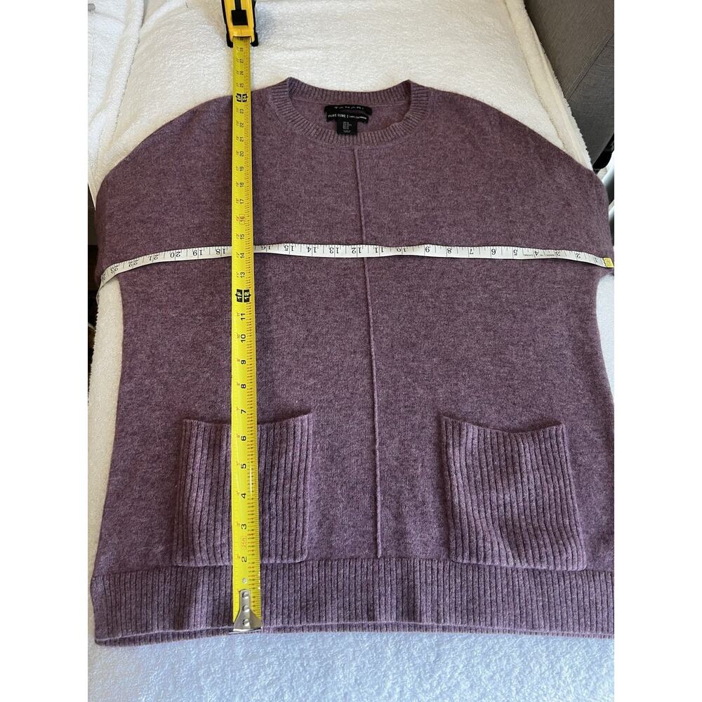 TAHARI Pure Luxe Thick Cashmere Crew Neck Sweater Mauve relaxed sz-M fits large - Picture 5 of 7